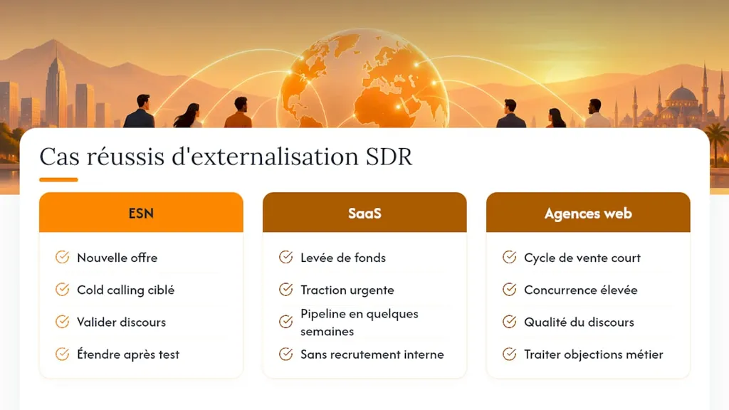 Exemples concrets de réussite en externalisation SDR, overview diagram